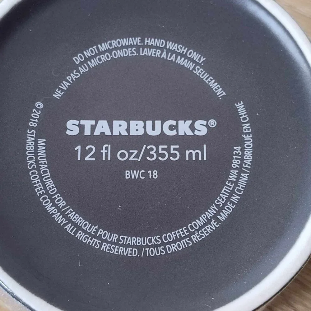 Starbucks‎ Coffee Mug 2018 Matte Black & Silver Glitter w/Stars 12oz